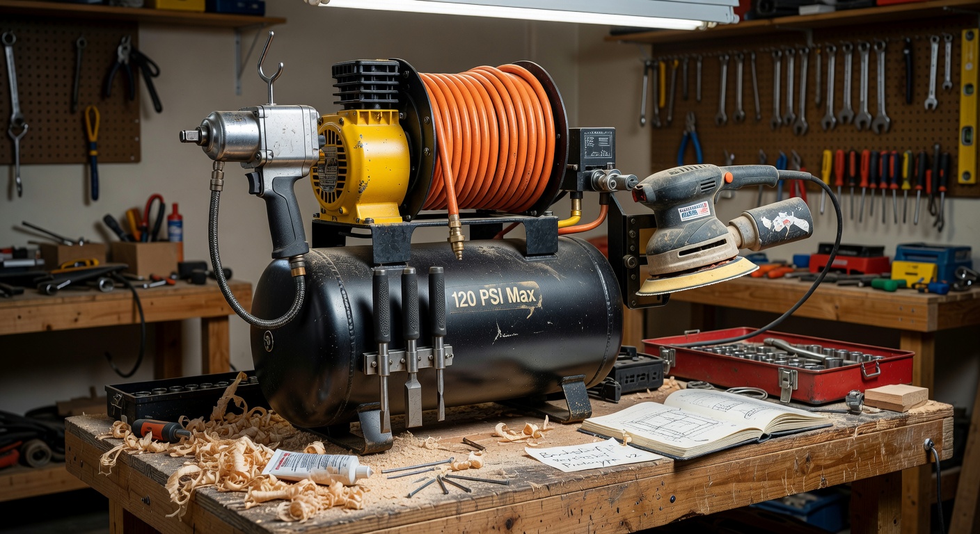 コンプレッサー使用風景